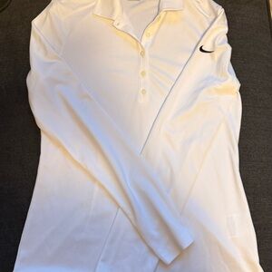 Nike White Long Sleeve Shirt with Black Logo